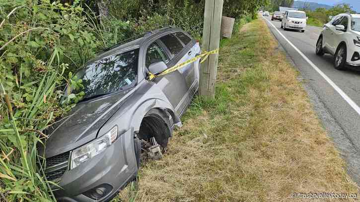 SUV crashes into a ditch on Keith Wilson Road after driver says his front left tire came off