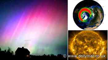 Northern Lights will shine across much of the UK TONIGHT as a huge solar storm strikes Earth: Is your area going to be illuminated as the Aurora Borealis lights up the night sky?