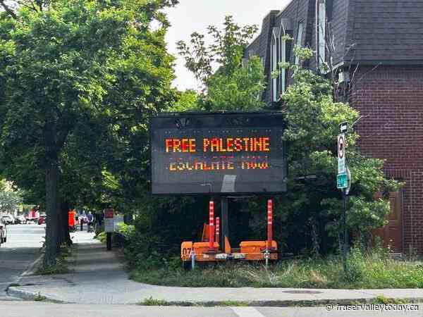 Montreal electronic traffic signs hacked to display pro-Palestinian political slogans