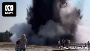 Watch the moment a Yellowstone hot spring shot steam, water and rock at dozens of tourists