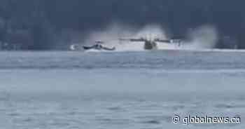 Witness films ‘close call’ between boat and water bomber on Shawnigan Lake