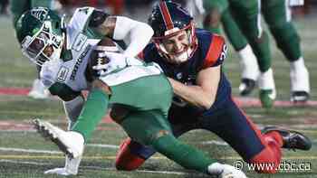 Saskatchewan Roughriders drop clash of CFL division leaders against the Montreal Alouettes