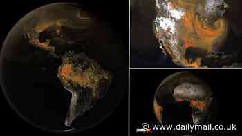 The greenhouse gases swirling above our heads: NASA captures footage of CO2 churning in the sky - with huge plumes coming from power plants and forest fires