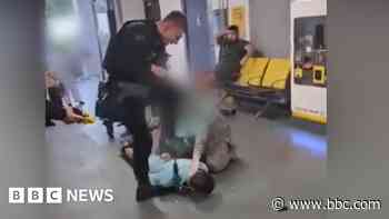 Airport kick video family calls for end to protests