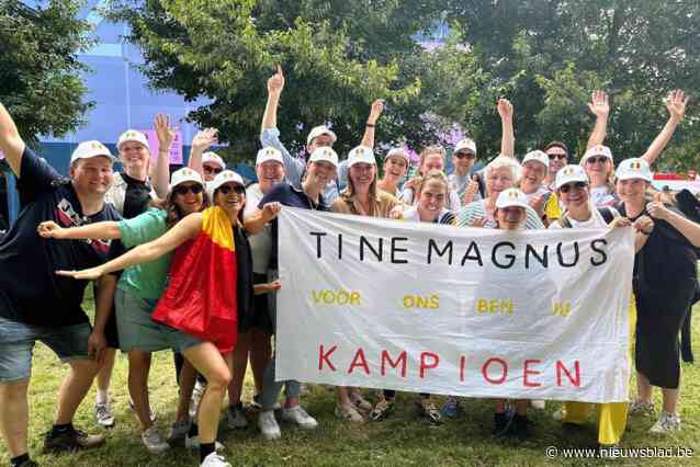 Supporters op post in Parijs voor amazone Tine Magnus