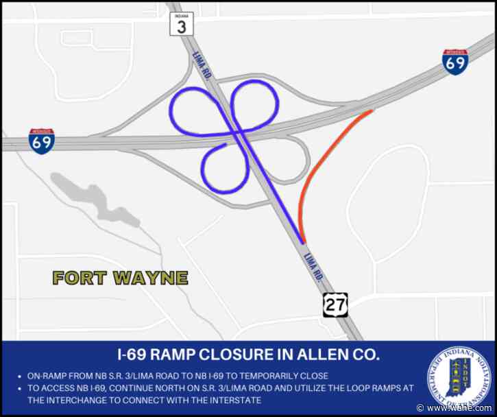 INDOT to close I-69 on-ramp starting Tuesday