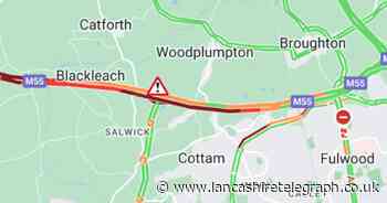 Traffic building on M55 westbound after vehicle fire