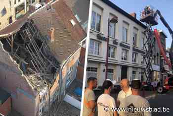 Dak van leegstaande horecazaak stort deels in op Grote Markt van Menen, omgeving afgesloten