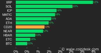 CoinDesk 20 Performance Update: XRP and SOL Outperform as Index Climbs 1.3%