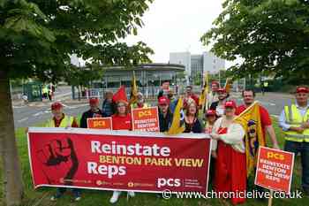 Trade unionists protest outside HMRC Benton Park View over claims reps were 'victimised' and sacked