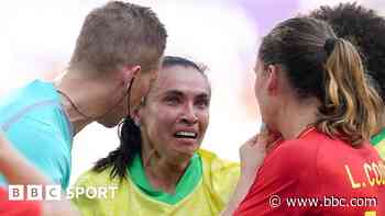 Brazil great Marta goes off in tears after red card