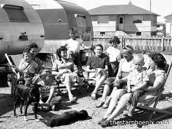 Travelling workers from the U.S. work in Saskatoon in 1953