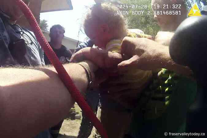 14-month-old boy rescued after falling down narrow pipe in the yard of his Kansas home