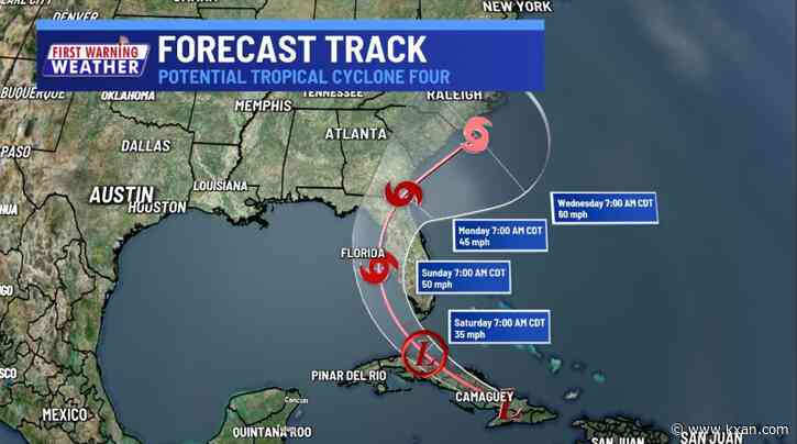 Potential Tropical Cyclone Four moving into gulf