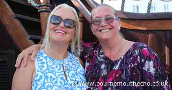 Visitors enjoy historic ship Galeón Andalucía on Poole Quay
