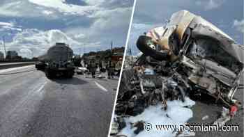 Crash involving gas tanker shuts down stretch of I-595 in Broward