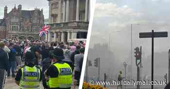 Hull protest live: Fire on Spring Bank and police injured in city centre