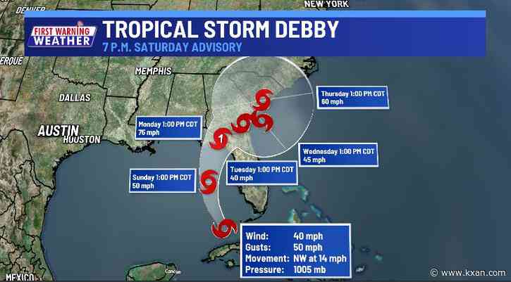 Tropical Storm Debby in the eastern Gulf