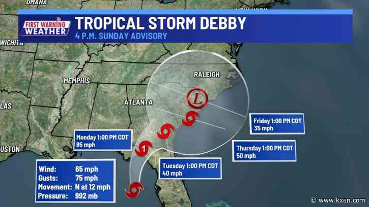 Tropical Storm Debby strengthens toward Florida