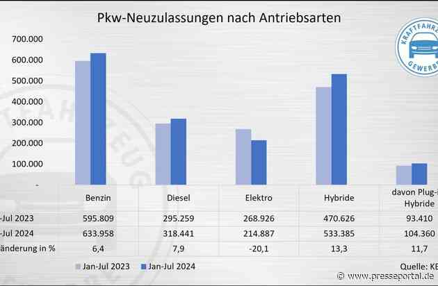 Neuzulassungen im Juli: E-Fahrzeuge brechen ein