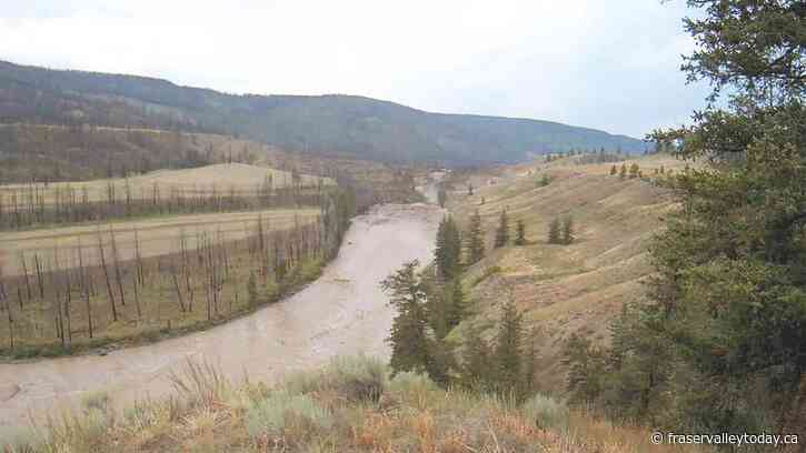 Water flowing through the site of the Chilcotin landslide