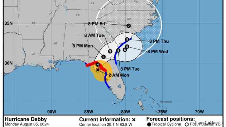 Hurricane Debby track shows Florida landfall near. See the path online