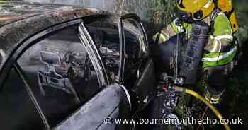 Car fire after crash in Corfe Castle