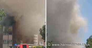 Four people rushed to hospital after fire rips through flats