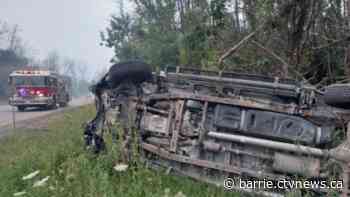 Early-morning truck rollover in Waubaushene