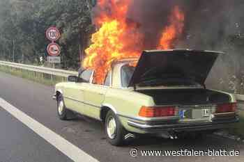 Mercedes-Oldtimer brennt auf der A33 aus