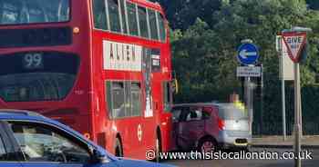 Shocking picture shows bus and car in crash near Erith roundabout
