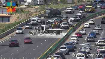 I-25 south at Avenida Cesar Chavez closed due to rollover crash