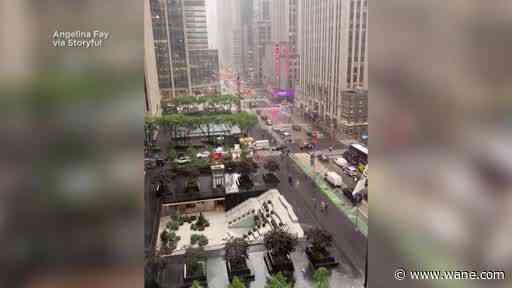 New Yorkers are warned from the skies about impending danger from storms as city deploys drones