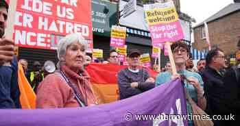 Pictures of counter protestors in north London on day riots expected