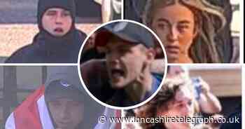 Faces of people police want to speak to after protests in Lancashire