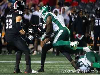 Bizarre night at TD Place ends with Redblacks and Roughriders in a 22-22 overtime tie