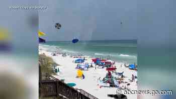 WATCH:  Beach umbrellas go flying in the wind at Florida beach