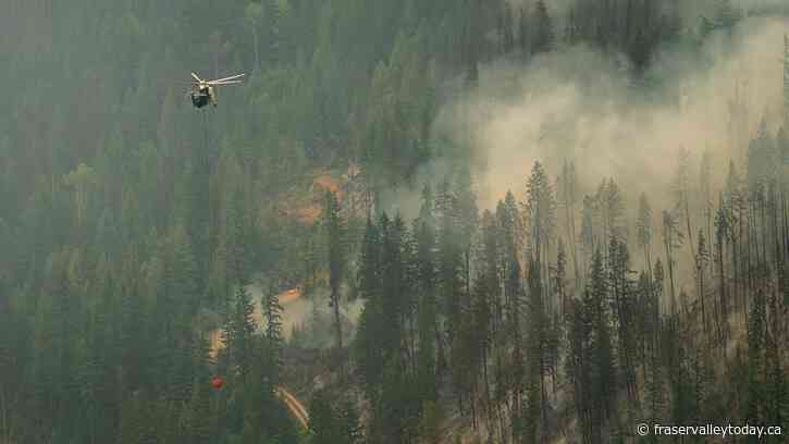 BC Wildfire aims to control fire southeast of Sunshine Valley with helicopters, nearly a dozen firefighters