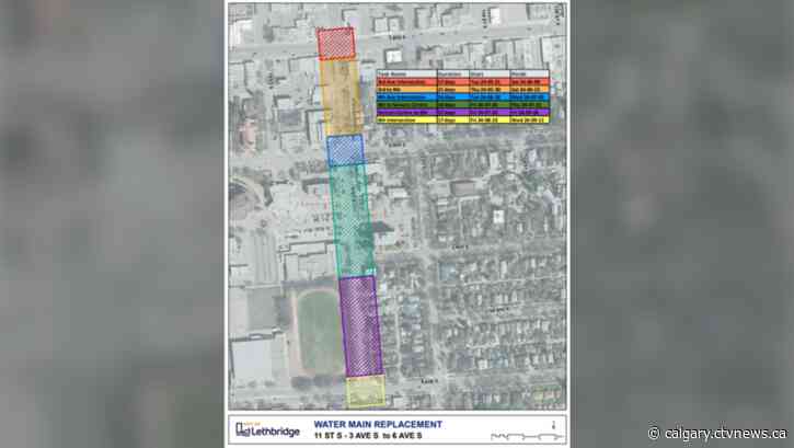 Final stages of water infrastructure project to close intersection in Lethbridge starting Monday
