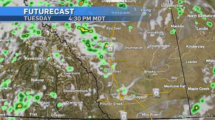 Scattered thunderstorms possible in central and southern Alberta Tuesday