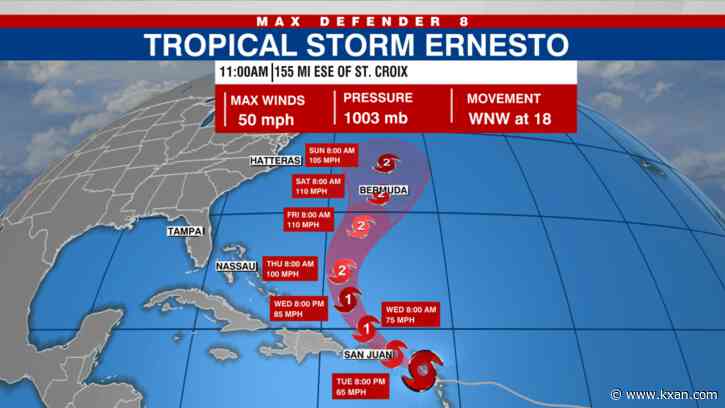 Tropical Storm Ernesto expected to become a hurricane by tomorrow | Tracking the Tropics