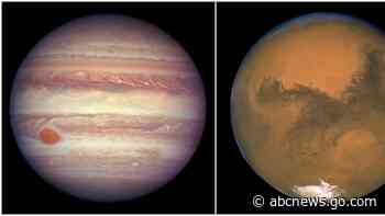 Mars and Jupiter get chummy in the night sky. The planets won't get this close again until 2033