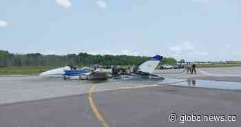 Airplane heavily damaged after crash landing at Ontario airport
