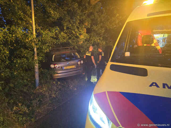 Automobilist raakt van de weg en beland in bosstrook