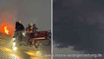 Blitzeinschlag und dunkle Gewitterwolken: Unwetterwalze zieht über Bayern