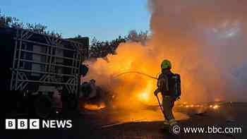 Vehicle and trailer fire closes A30 near Newquay