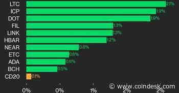 CoinDesk 20 Performance Update: LTC and ICP Take the Lead as Index Inches Higher