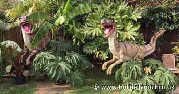 Dinosaur superfan spends £27K transforming garden into Jurassic Park - complete with 6ft T-Rex