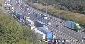 All traffic M25 STOPPED with severe delays due to multi-vehicle crash