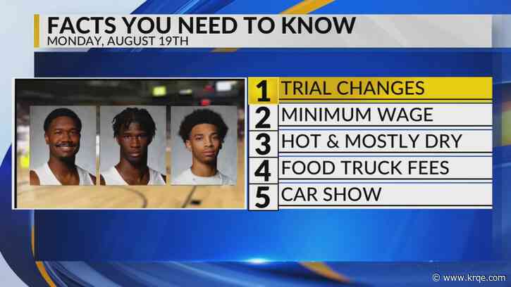 KRQE Newsfeed: NMSU hazing trial, Minimum wage, Hot and dry, ABQ food truck fees, Car show fundraiser